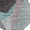 Teal Blue Aqua And Charcoal Abstract Washable Indoor Outdoor Area Rug - 4 of 4