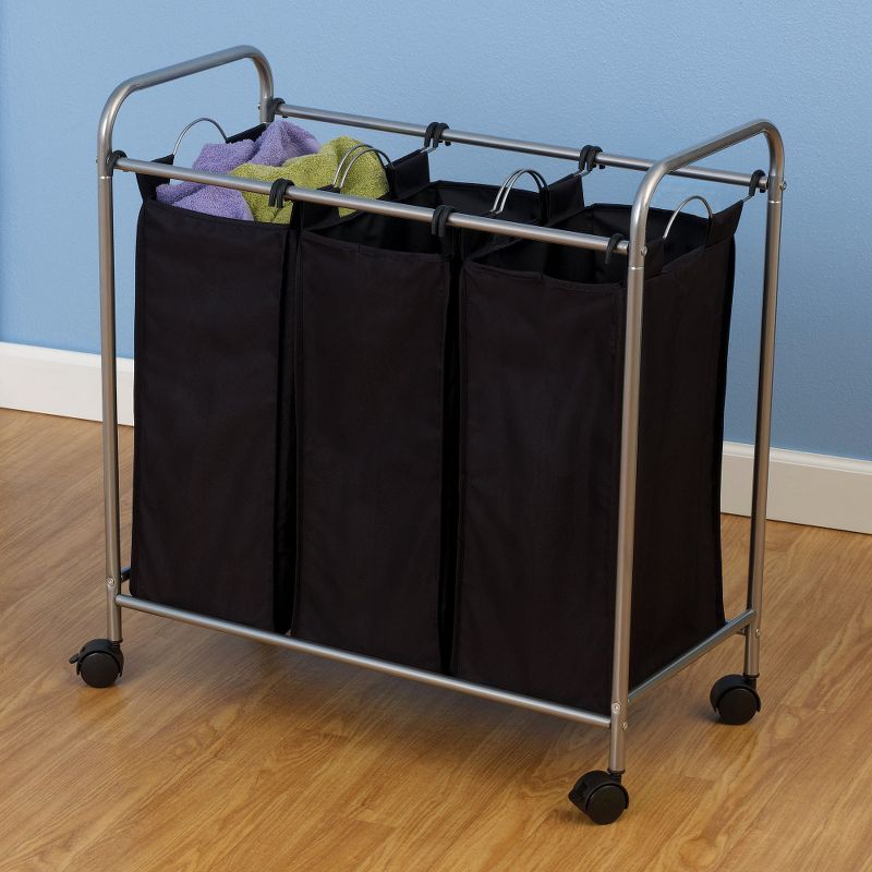 Household Essentials 3 Removable Bags Laundry Sorter with Wheels, 4 of 8