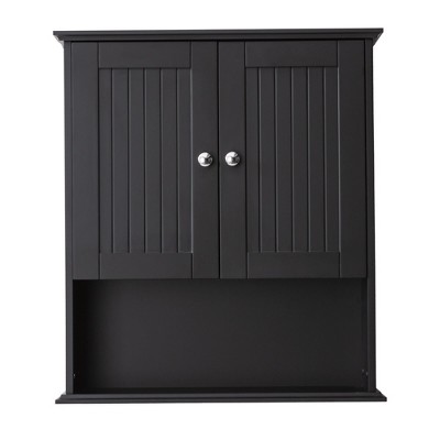 VANIRROR Black Bathroom Wall Cabinet, Wooden Medicine Cabinet With Adjustable Shelves, Over Toilet Storage Cabinet for Bathroom, Kitchen, Laundry