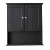 VANIRROR Black Bathroom Wall Cabinet, Wooden Medicine Cabinet With Adjustable Shelves, Over Toilet Storage Cabinet for Bathroom, Kitchen, Laundry - 2 of 4