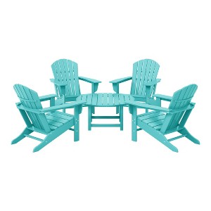 WestinTrends Dylan 5-Piece Outdoor Patio HDPE Adirondack Chair With Round Coffee Table Conversation Set - 1 of 4