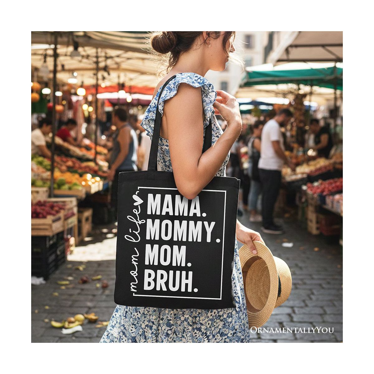 Funny Mom's Life Canvas Tote Bag, Minimalist Mama Gift Shopper for Stylish Mothers | OrnamentallyYou - thumbnail 4