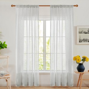 Deconovo Linen Sheer Rod Pocket Curtains (2 Panels, Light Filtering) - 1 of 4