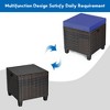 Costway 2PCS Patio Rattan Ottoman Cushioned Seat Foot Rest Coffee Table Furniture Garden Navy - 4 of 4