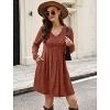 Long Sleeve V-Neck Sweater Dress 2025, Women's Empire Waist Babydoll Fall Dress with Pockets Caramel - 3 of 4
