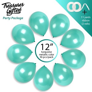 Treasures Gifted Pearlescent Turquoise Balloons - 12 Inch Latex Balloons - 72 Pack - 1 of 1