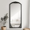 Lirago Arch Solid Wood Mirror Ornate Mirror Wall Mirror Retro Mirror with Carved Frame 69x30 Black - 3 of 4
