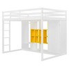 TIRAMISUBEST Twin/Full Size Loft Bed with Wardrobe, Storage Shelves and Cabinet, Wood Loft Bedframe with Ladder and Guardrail - 3 of 4