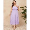 Coolmee Women's Summer Flying Sleeves Maxi Dress Square Neck Smocked Tiered Ruffle A Line Long Flowy Beach Dresses - 3 of 4