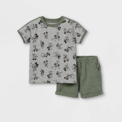 Gray Drawstring Short Pants Toddler Kids Size 3T Disney Mickey Mouse 2 Pack Shorts Set for Boys