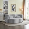 TiramisuBest Modern Floor Sofa,Convertible Plush Corduroy Sleeper Bed with 2 Pillows, Pink - 2 of 4