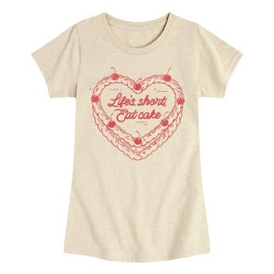 Girls' - Instant Message - Eat Cake Heart Fitted Short Sleeve Graphic T-Shirt - 1 of 4