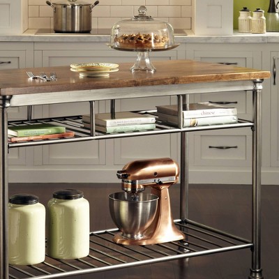 Orleans Brown Metal Frame Kitchen Island with Wood Surface