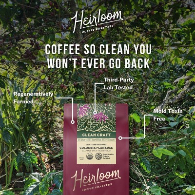 Heirloom Coffee Roasters Colombia Planadas Blend Light Medium Roast Whole Bean Coffee - 12oz