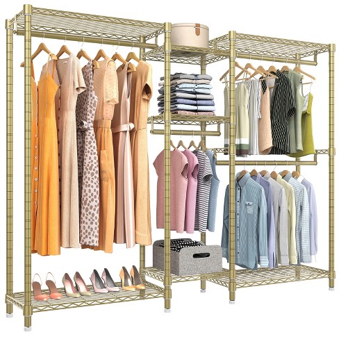 JOMEED Freestanding Closet Clothing Rack Organizer with Shelves and Hanging Rod