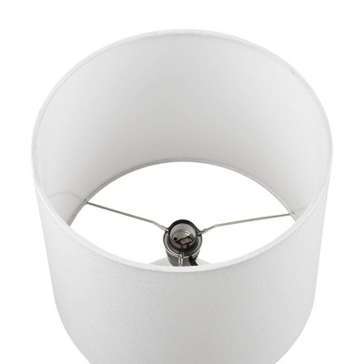 Liora 19" White and Silver Ceramic Table Lamp Set