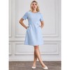 Hobemty Women's Tweed  Round Neck Short Sleeve Elegant Work A-Line Short Dress - 2 of 4