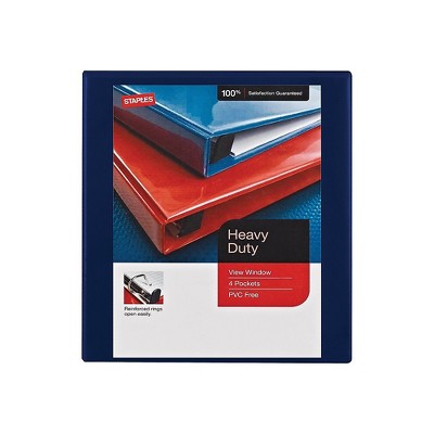 Staples Heavy-Duty 1-Inch Round-Ring View Binder Navy (26326) 976068