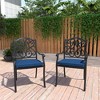 CLIHOME Cast Aluminum Patio Vintage Carved Dining Chairs with Sofa Cushions (Set of 4) - 2 of 4
