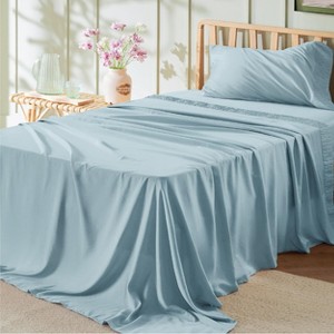 Twin Sheets Set - 3 Pieces Soft Twin Bed Sheets - Breathable & Cooling - Hotel Luxury - Easy Care Polyester Microfiber Bedding for Women, Men, Sky Blu - 1 of 4