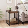 Homhougo 20" Large Square Farmhouse Wood Storage End Table- Modern Metal Frame Bed Couch Sofa Side Table/Nightstand, Easy Assembly, Brown - 4 of 4
