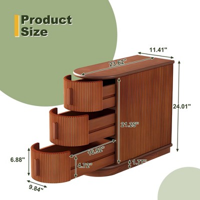 Walnut 3-Drawer Solid Wood Slim End Table