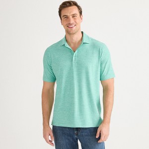 Lands' End Men's Short Sleeve Performance Pieced Yoke Hybrid Polo - 1 of 4
