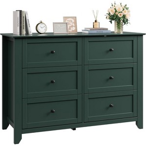 Farmhouse 6-Drawer Dresser w/ Gold Handles, MDF Storage Cabinet - 1 of 4