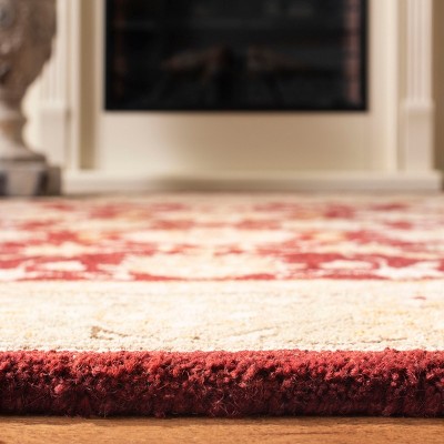 Hand-Tufted Red and Moss Wool Rectangular Accent Rug, 2' x 3'