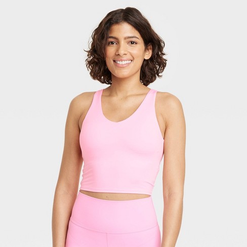 Women's Flex Light Support V-neck Crop Sports Bra - All In Motion™ Pink L :  Target