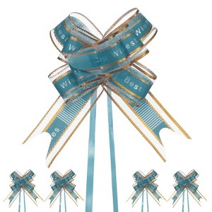 Unique Bargains Plastic Gold Edge Gift Wrapping Wedding Ribbon Pull Bows 10 Pcs - 1 of 4