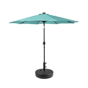 WestinTrends 9 Ft Outdoor Patio Solar LED Market Umbrella with Black Round Base - 1 of 3