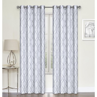 White Faux Silk Semi-Sheer Grommet Window Panels