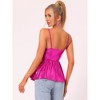 INSPIRE CHIC Women's Sleeveless Deep V Neck Shimmer Metallic Peplum Party Cami Top - 3 of 4