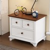LIVAREEmlen Wooden Captain 2-Drawer Nightstand Kids End Side Table for Bedroom, Living Room, Kids' Room, White+Walnut - 2 of 4