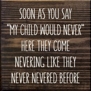 Slickblue Funny Parenting Quote Wood Wall Sign – Rustic 7x7 Home Decor for Moms and Dads, Multiple Color Options - 1 of 3
