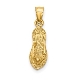 Black Bow Jewelry 14k Yellow Gold Textured Flip Flop Pendant, 6 x 22mm (1/4 x 7/8 Inch) - 1 of 4