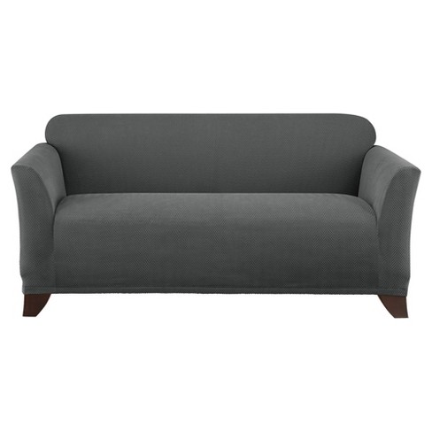 Stretch Modern Chevron Loveseat Slipcover Gray Sure Fit Target - Couch Loveseat Slipcovers