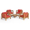 Christopher Knight Home Brava Outdoor Acacia Wood 4 Seater Club Chair Chat Set with Cushions - 2 of 4
