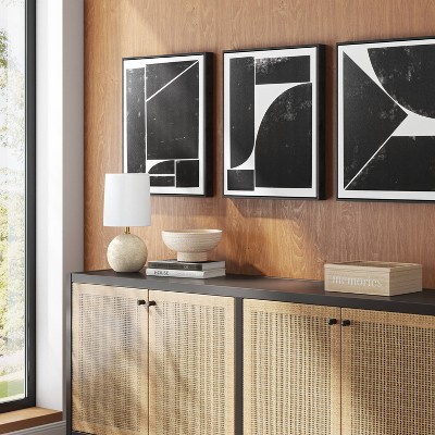 Set of 3 Black and White Geometric Canvas Wall Art