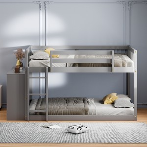NicBex Full Size Bunk Bed Loft Bed Pine Bed Frame with 4 Drawers and 3 Shelves, Ladder and Full Length Guardrail, No Box Spring Required - 1 of 4