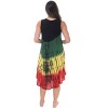 Riviera Sun Womens Tie Dye Summer Dress - Beach Cover Up with Embroidery - Rasta Color Dresses for Women  - Red Green Yellow Black - 3 of 3