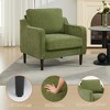 Mid-Century Accent Chair, Comfy Living Room Chairs, Linen Fabric Upholstered Armchair,Reading Side Chair, Single Sofa with Back Pillow and Wood Legs - 4 of 4