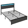 Bed Frame, Platform Upholstered Bed Frame, with 2 Storage Drawers and Button Tufted Headboard, Heavy Metal Slat Support, Noise Free - 2 of 4