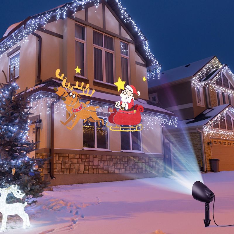 Costway Christmas Projector Light LED Projection Lamp with Lawn Stake & 3 /5 LED Lights, 5 of 11