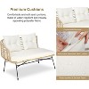 4-Piece Outdoor Wicker Patio Set with Cushions & Coffee Table, All-Weather Conversation Sofa Set for Balcony, Backyard, Poolside – Beige - 4 of 4