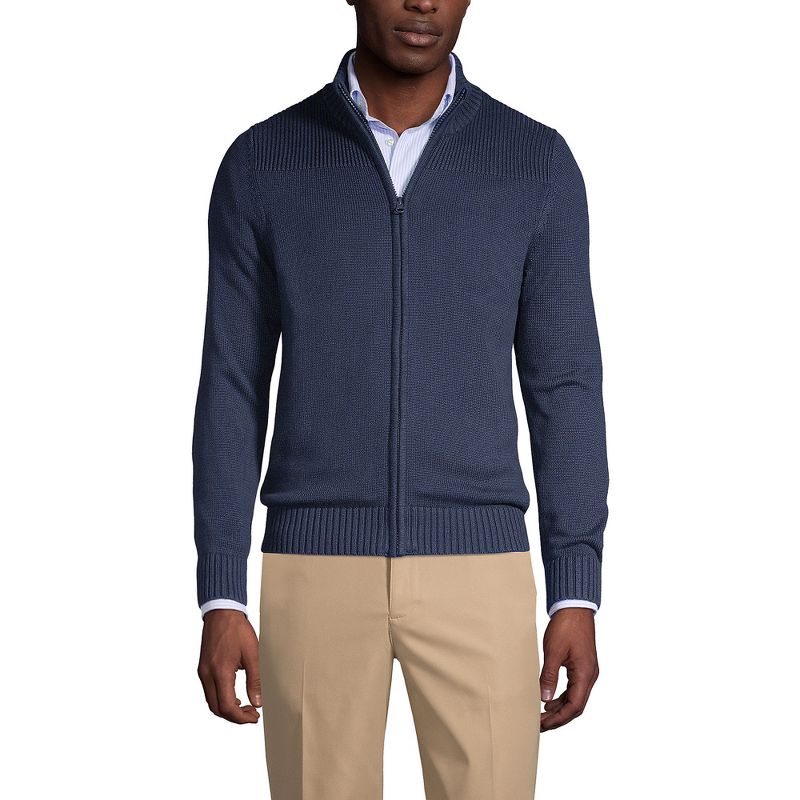 Lands' End School Uniform Men's Cotton Modal Zip Front Cardigan Sweater, 2 of 3