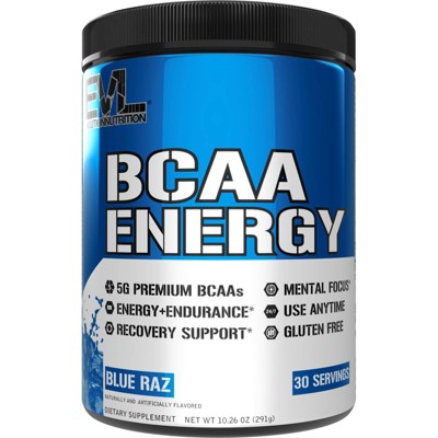 EVLution Nutrition BCAA Energy 30 Servings Powder - Blue Raz - 10.26oz