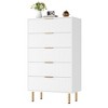 Wood Tall Fluted Dresser 5 Drawers with Gold Handle for Bedroom, Living Room, Hallway, Entryway - 2 of 4