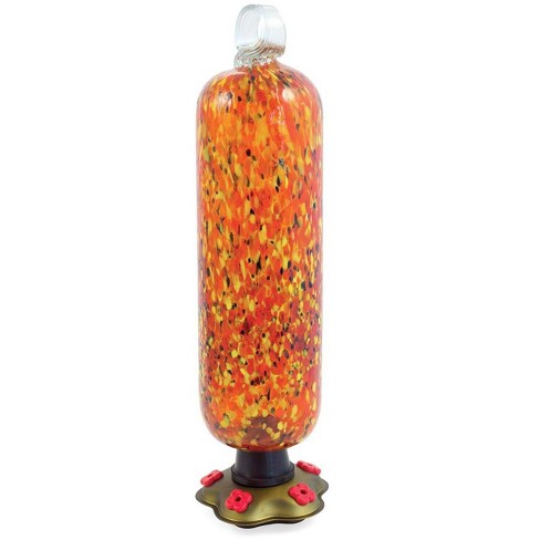 Recycled Glass Tall Carnival Hummingbird Feeder Plow Hearth